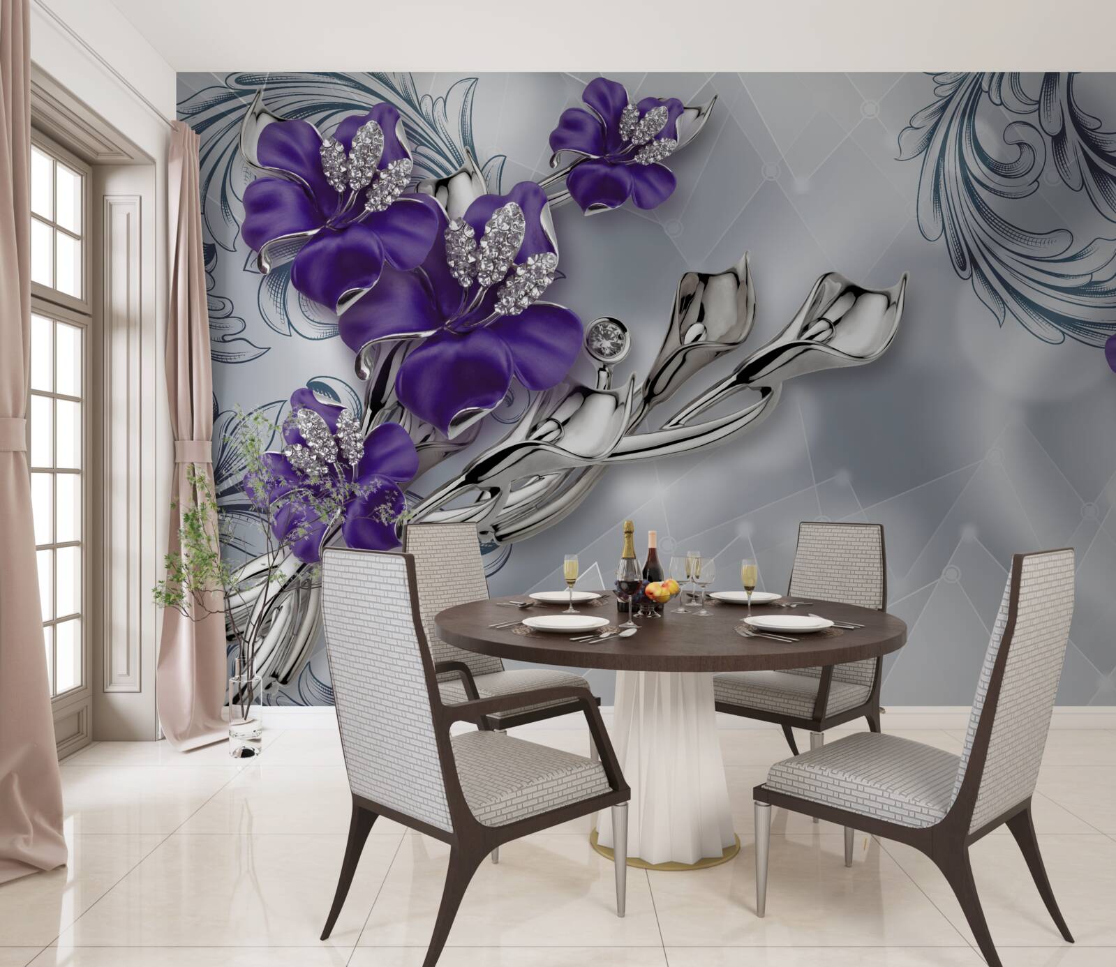 Fototapeten Royal Purple Lily an Zweigen