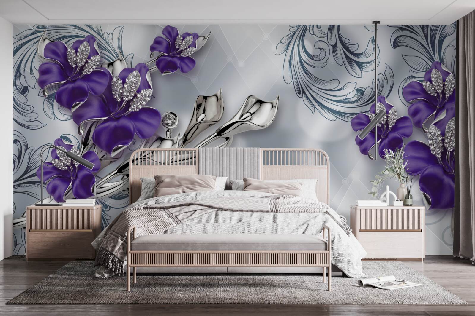 Fototapeten Royal Purple Lily an Zweigen
