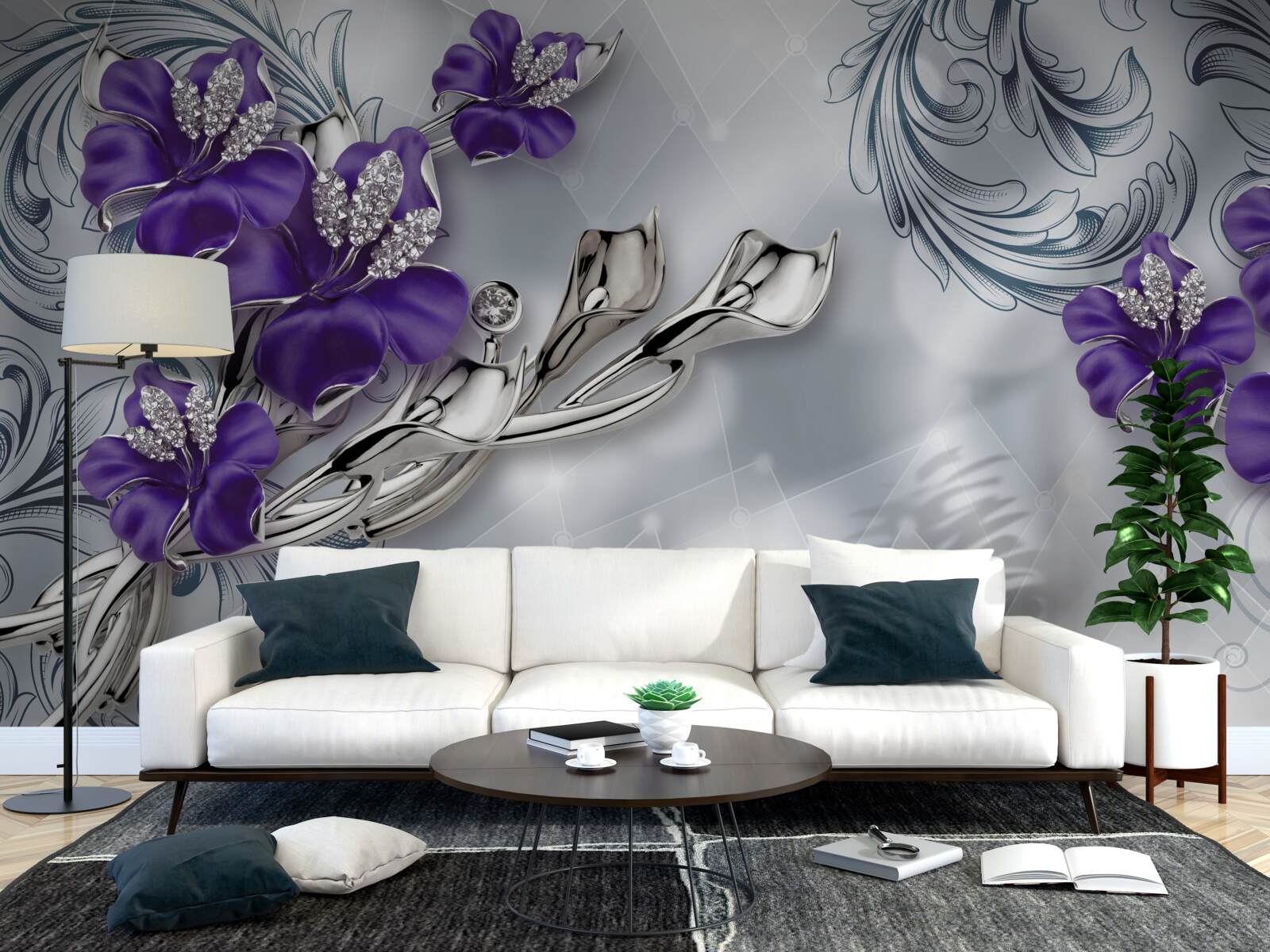 Fototapeten Royal Purple Lily an Zweigen