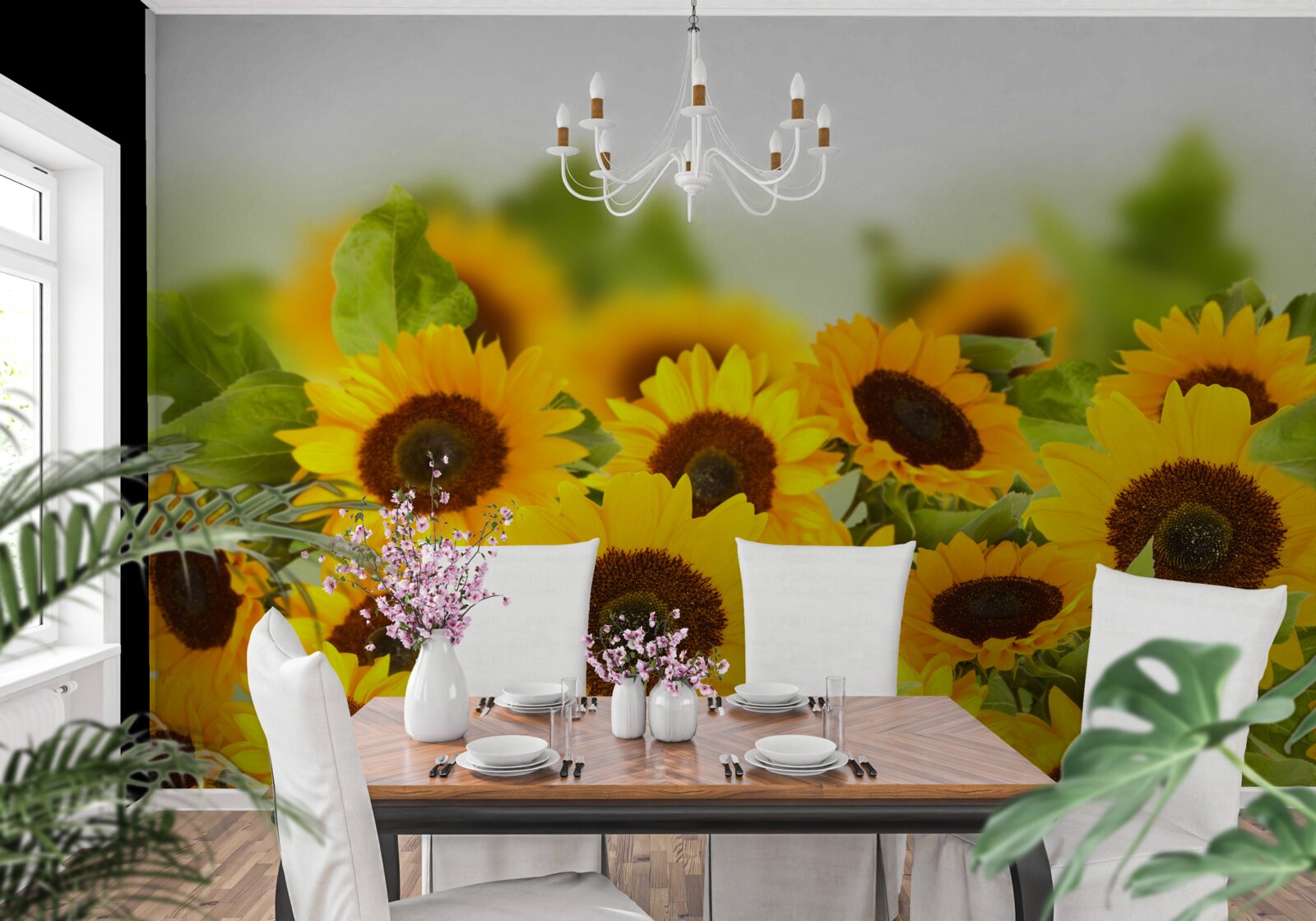 Fototapeten Eine große Anzahl goldener Sonnenblumen