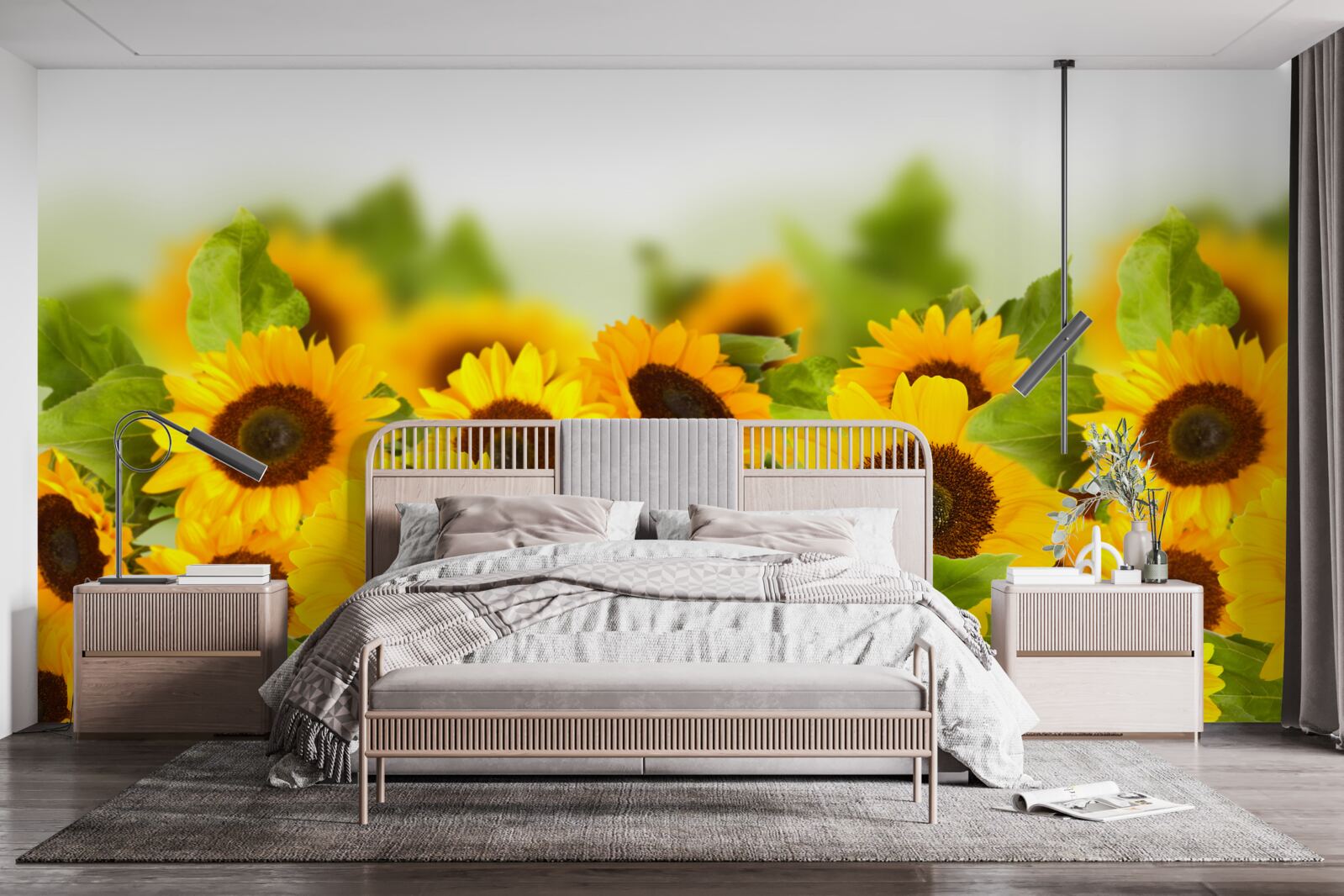Fototapeten Eine große Anzahl goldener Sonnenblumen