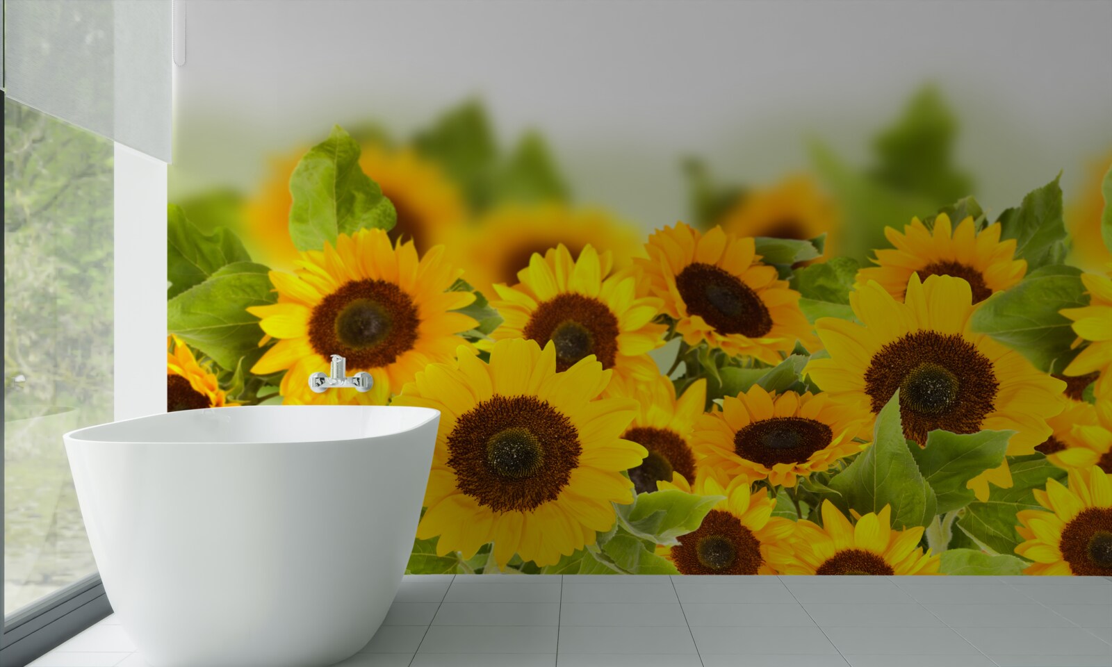 Fototapeten Eine große Anzahl goldener Sonnenblumen