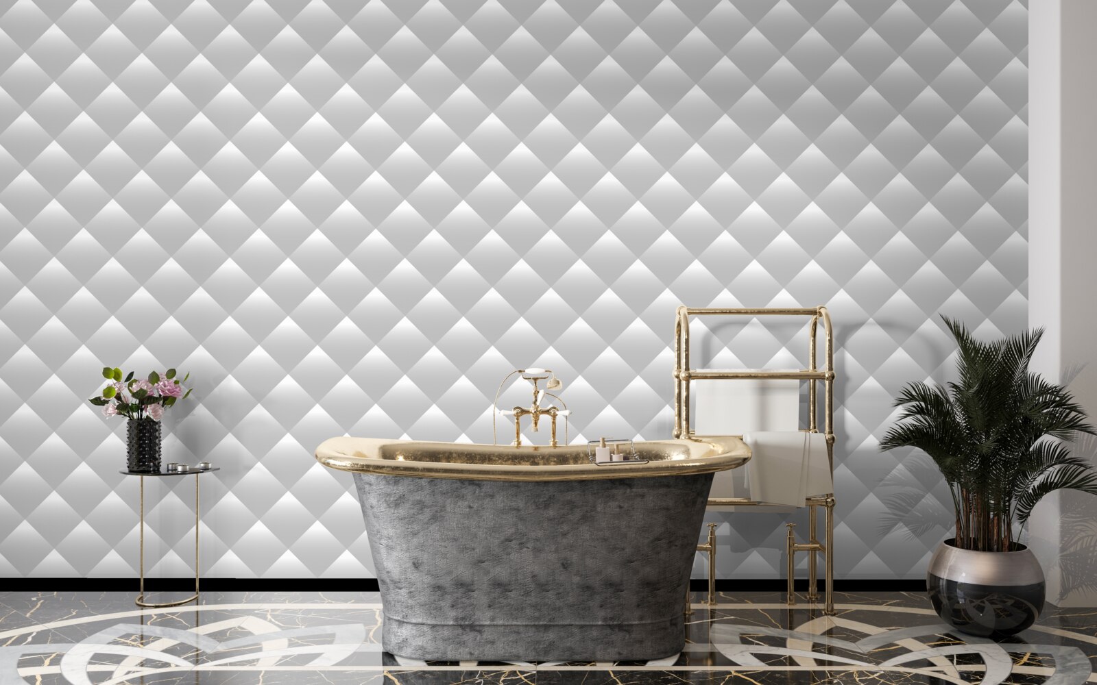 Fototapeten Silber Diamond Textur