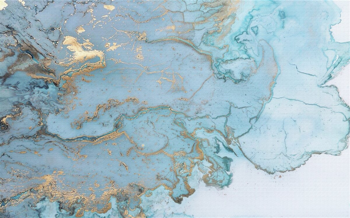 Fototapeten Blauer Marmor mit goldenem Velor