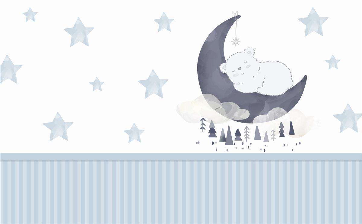 Fototapeten Der kleine Bär ließ sich auf dem Mond nieder