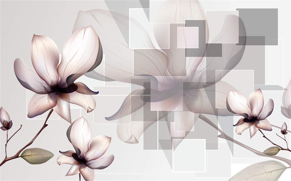 Fototapeten Große weiße Magnolien