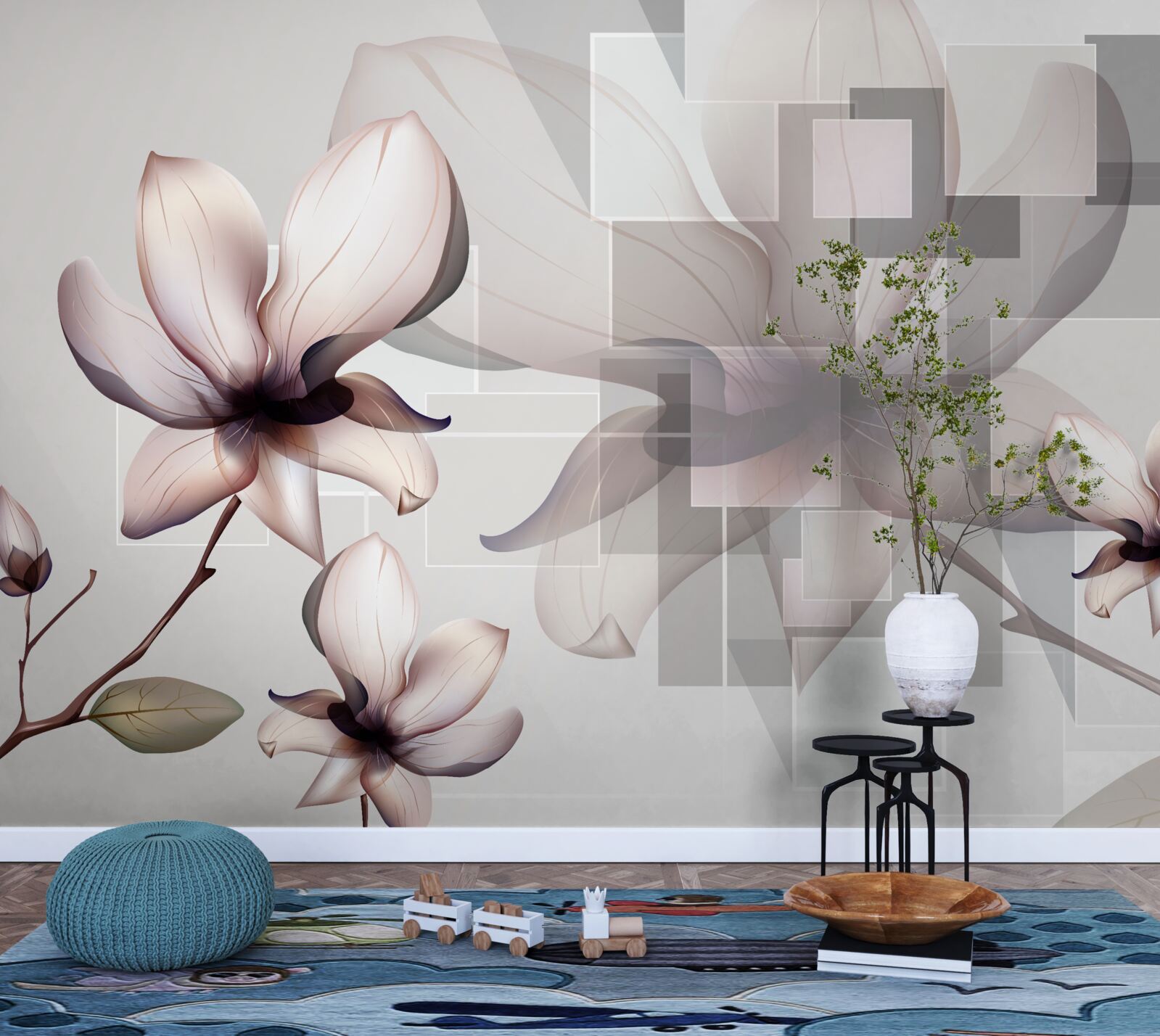 Fototapeten Große weiße Magnolien
