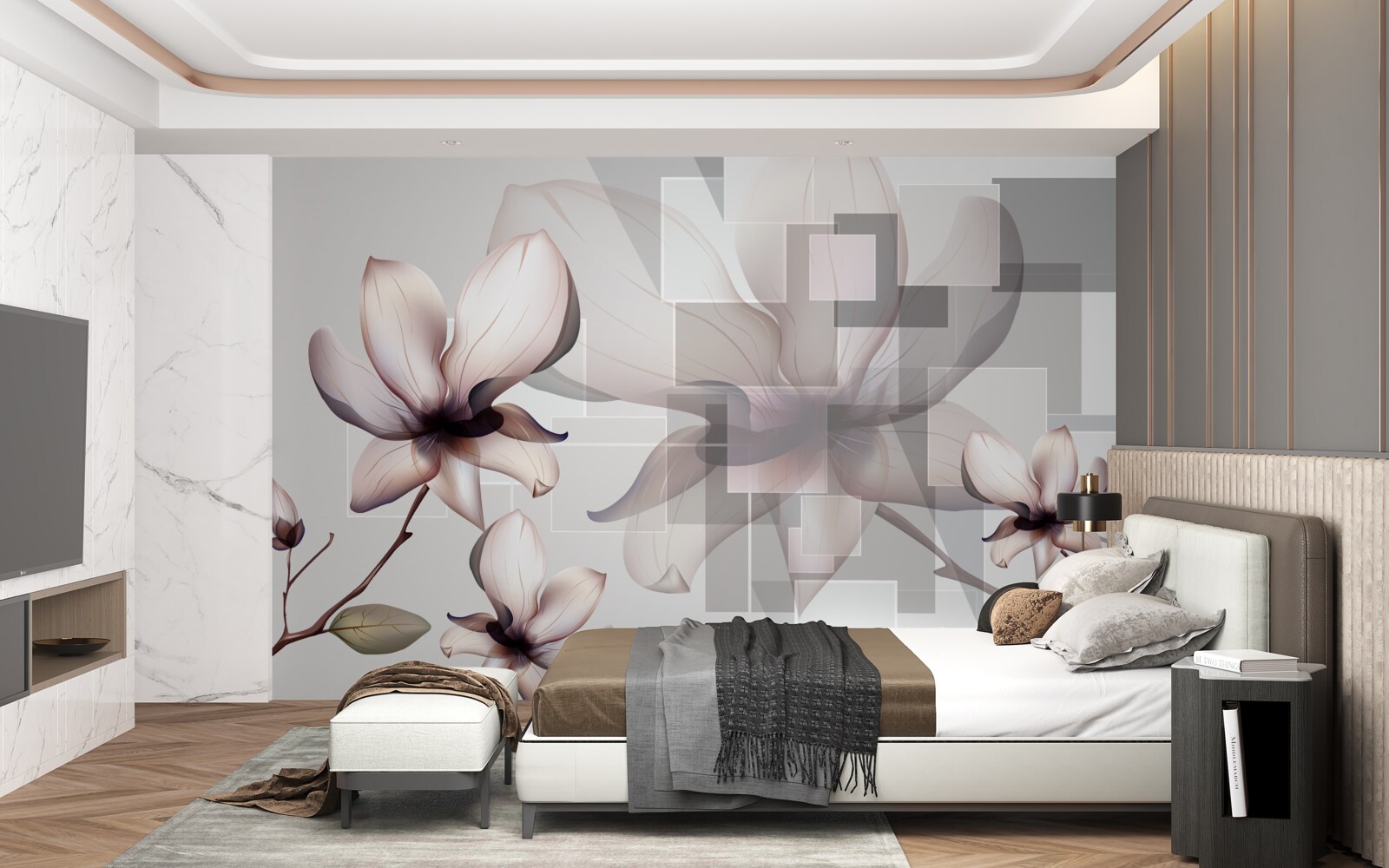 Fototapeten Große weiße Magnolien