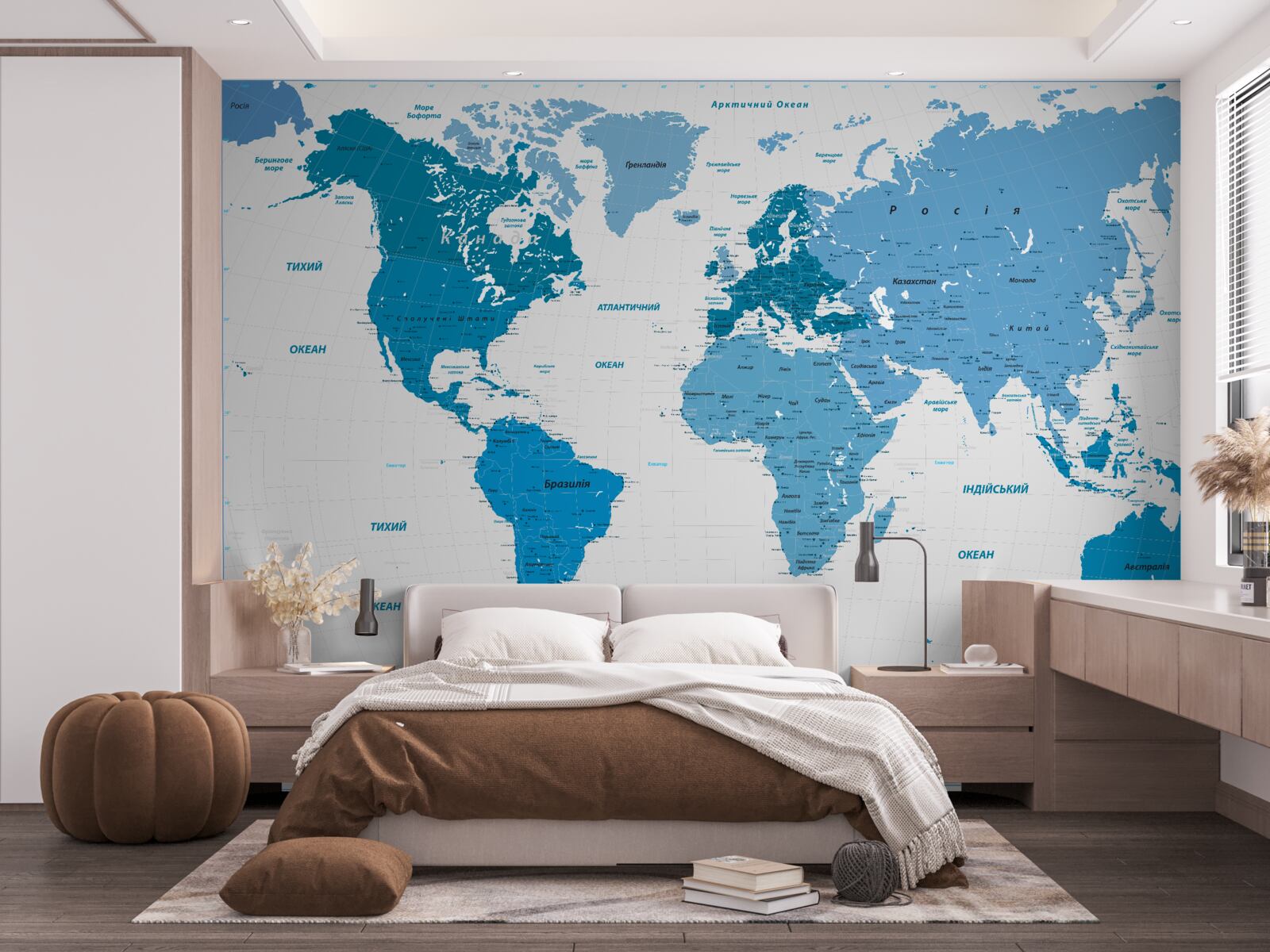 Fototapeten Blaue Karte der Welt