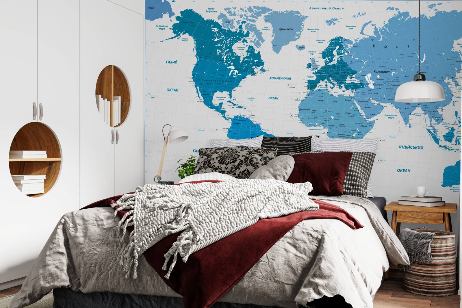 Fototapeten Blaue Karte der Welt