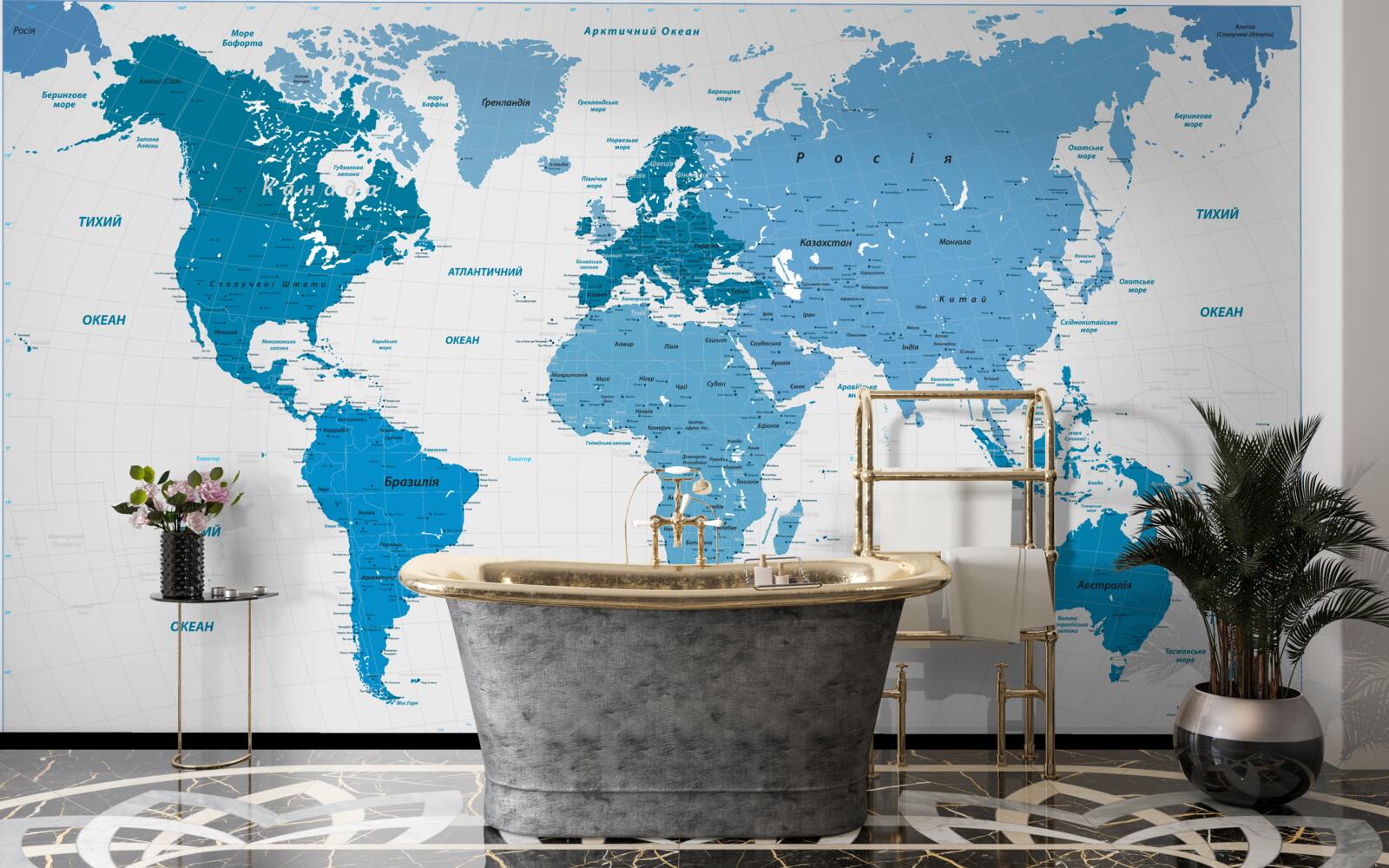 Fototapeten Blaue Karte der Welt