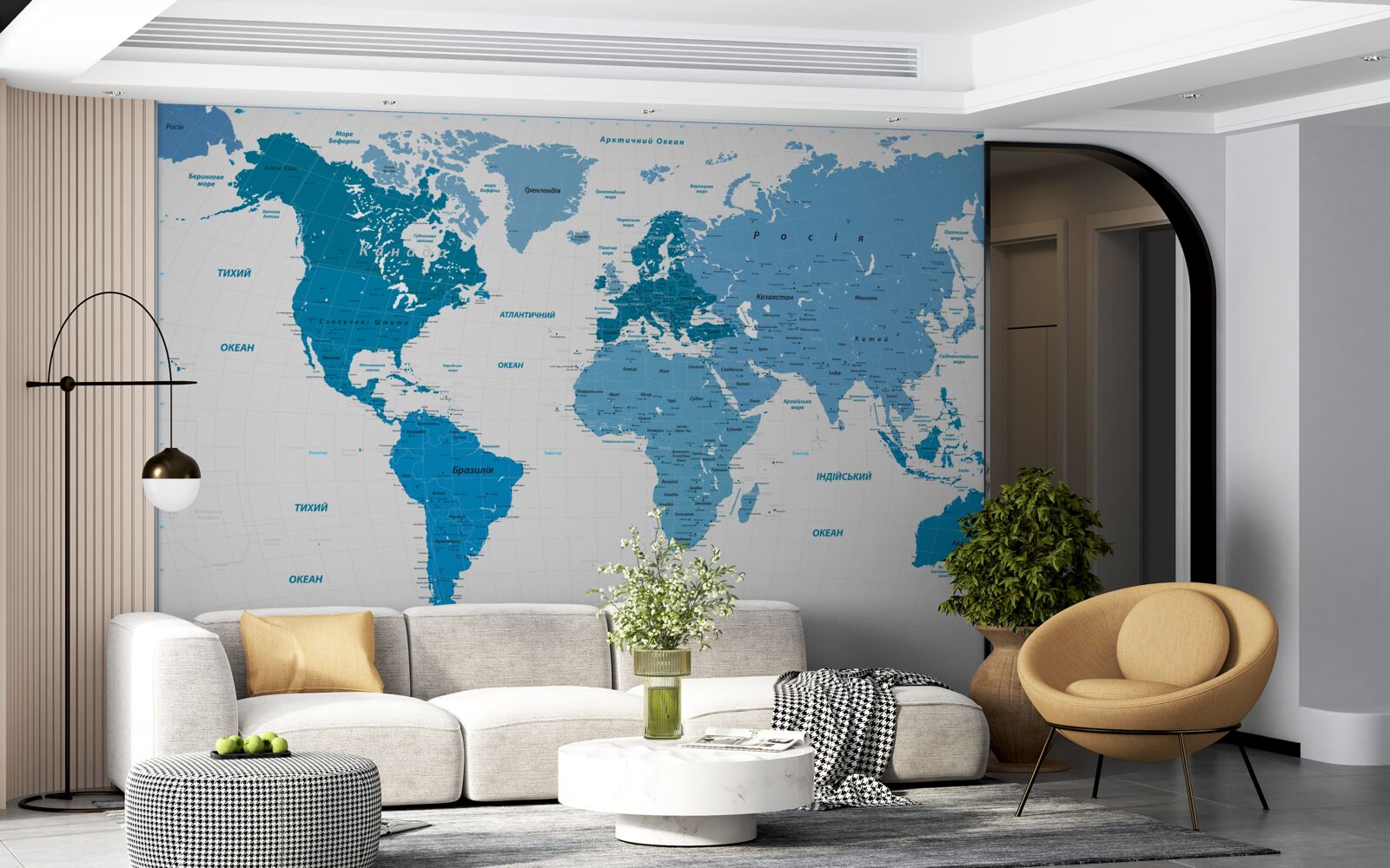 Fototapeten Blaue Karte der Welt