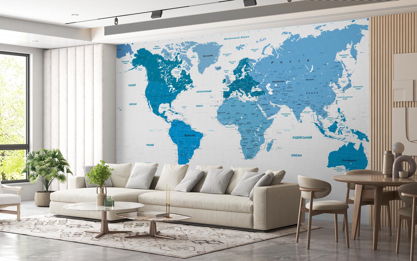 Fototapeten Blaue Karte der Welt
