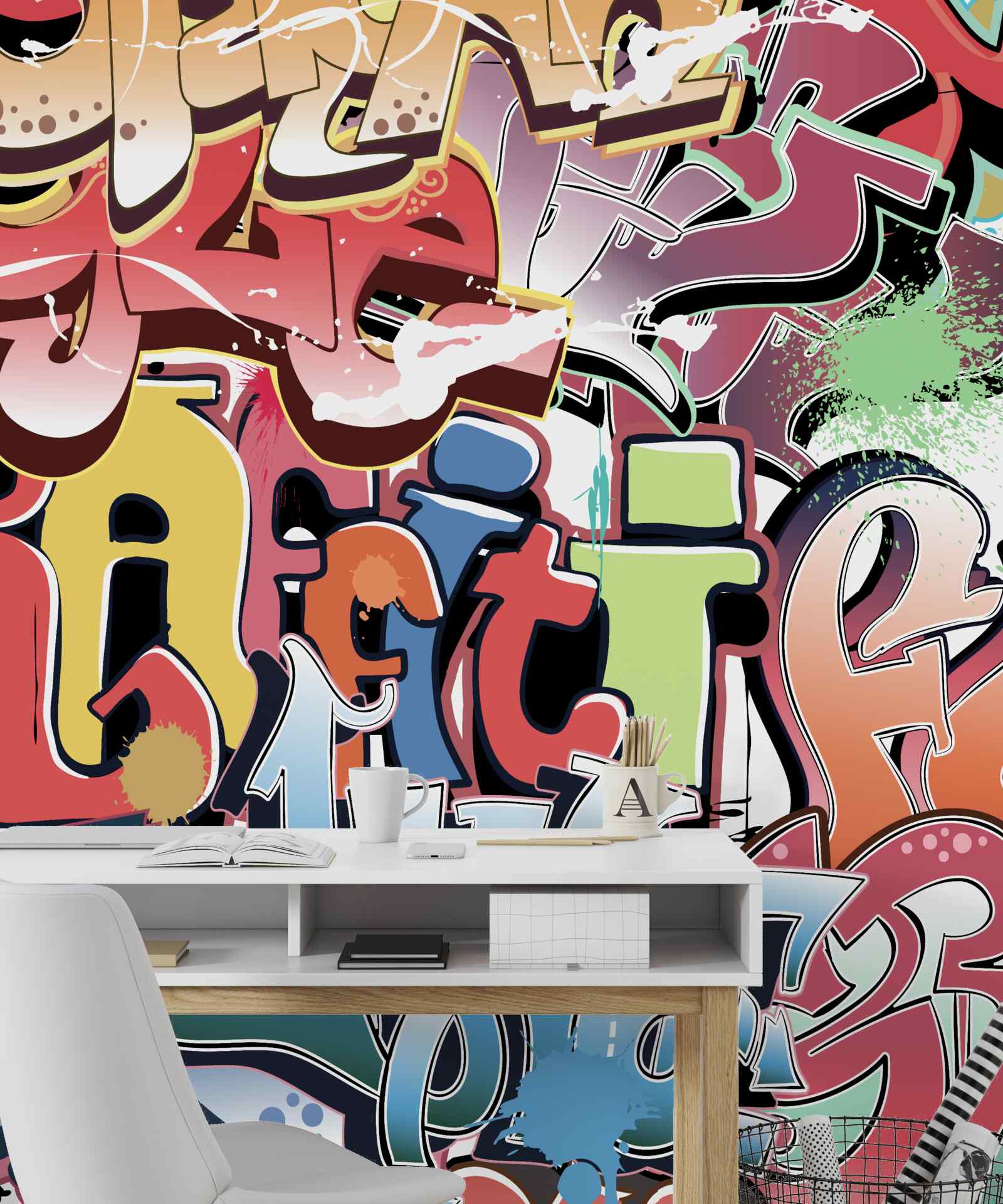 Fototapeten Graffiti -Untertitel in verschiedenen Farben