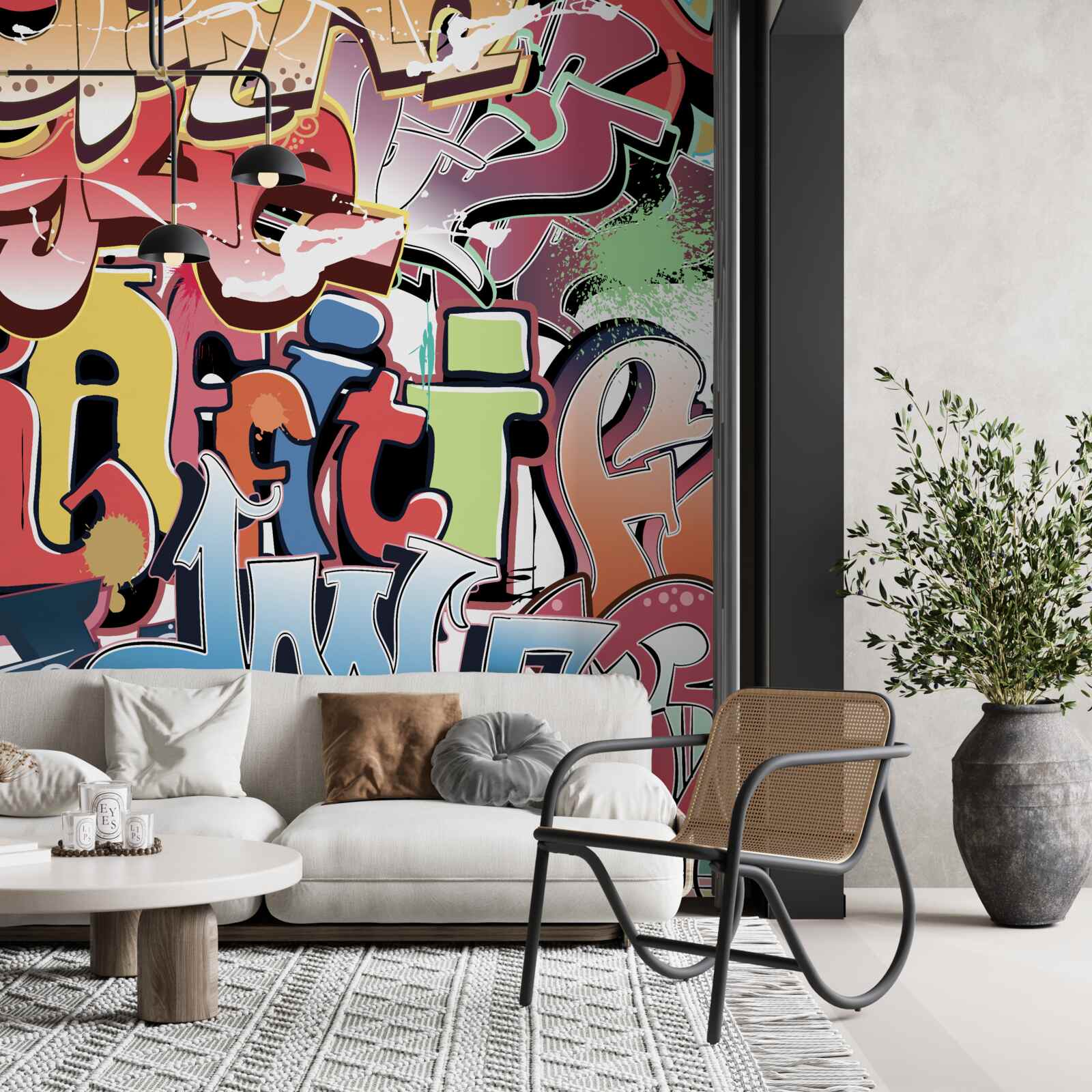Fototapeten Graffiti -Untertitel in verschiedenen Farben