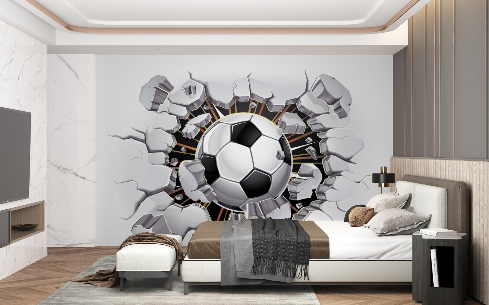 Fototapeten Fußball in der Luft fliegen