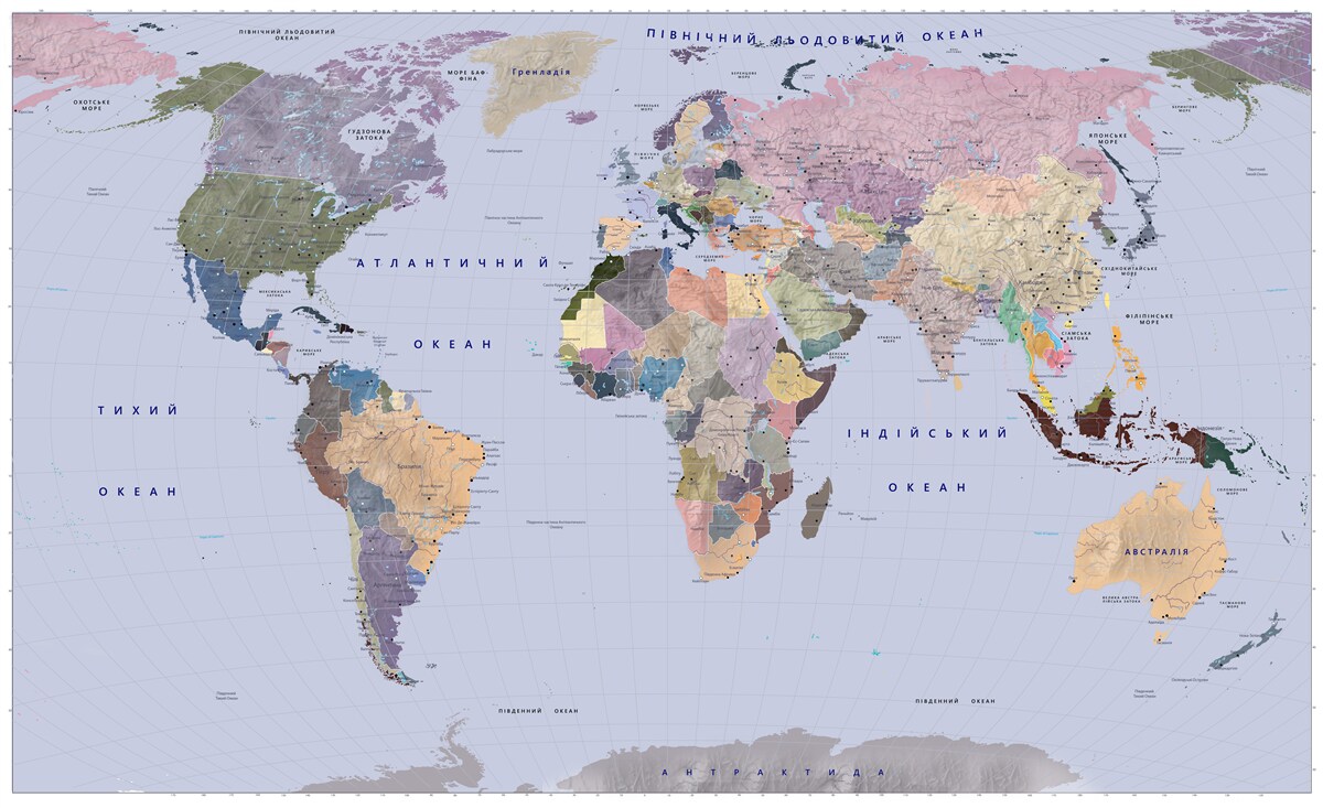 Fototapeten Multi -geläutete geografische Karte der Erde