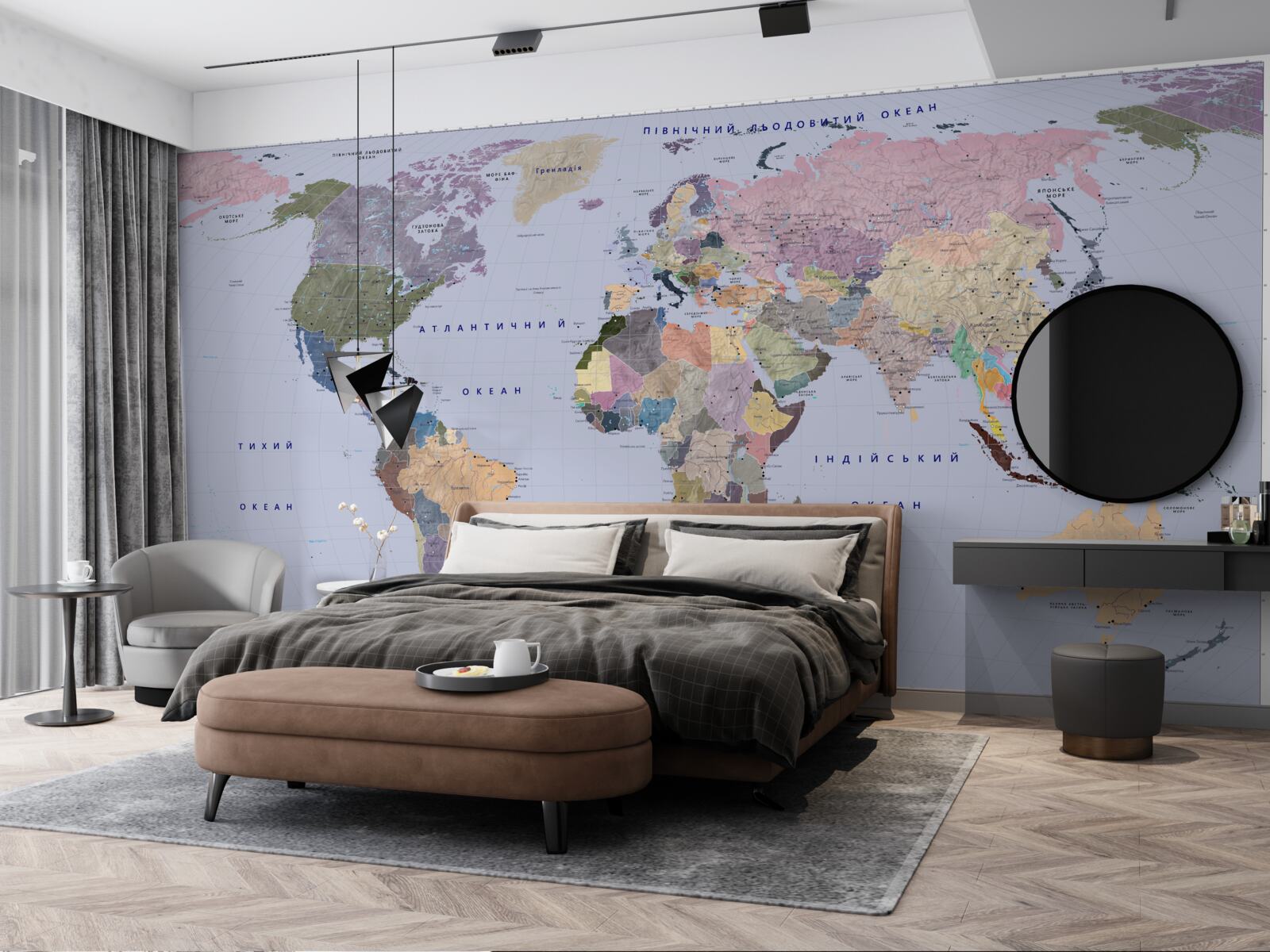 Fototapeten Multi -geläutete geografische Karte der Erde