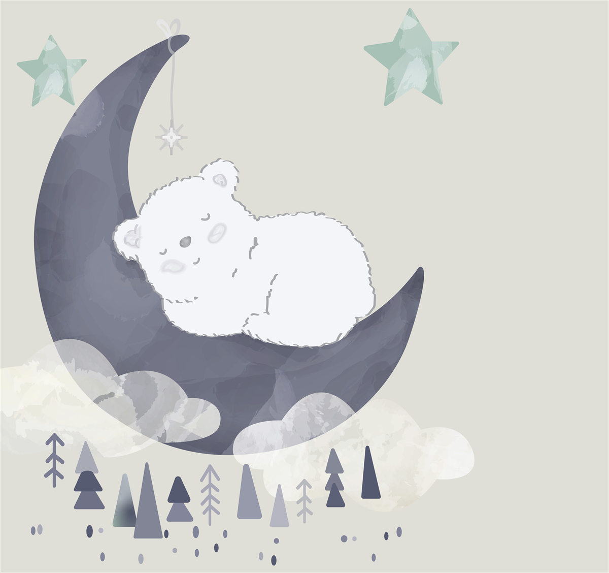 Fototapeten Ein kleiner Eisbär wird auf dem Mond erzählt