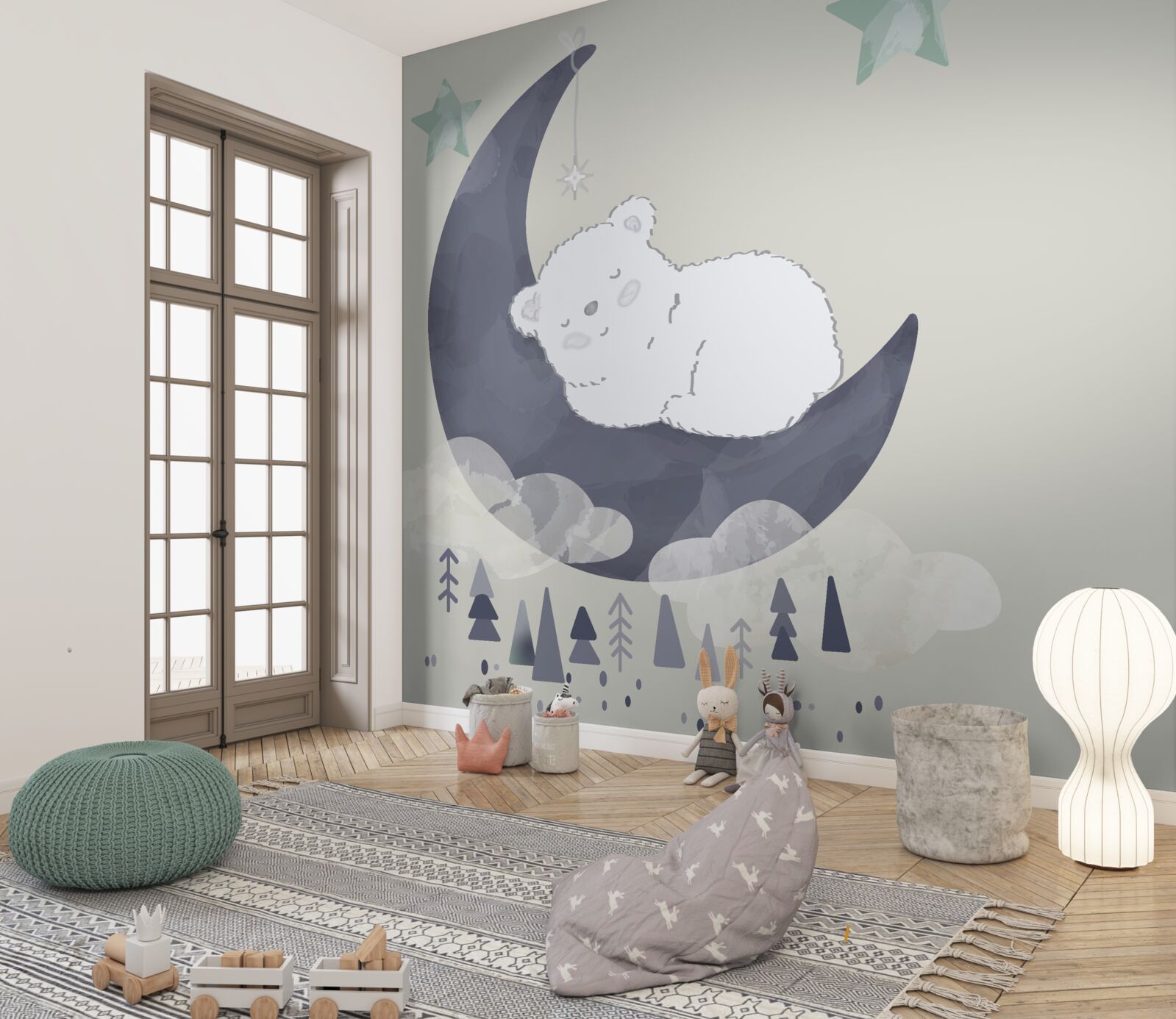 Fototapeten Ein kleiner Eisbär wird auf dem Mond erzählt