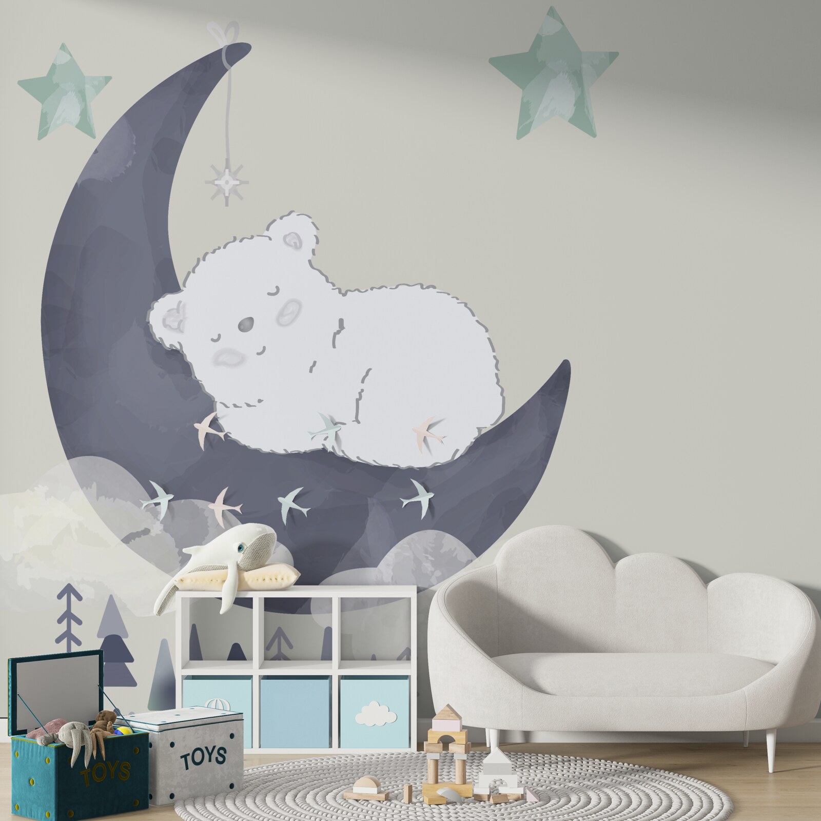 Fototapeten Ein kleiner Eisbär wird auf dem Mond erzählt
