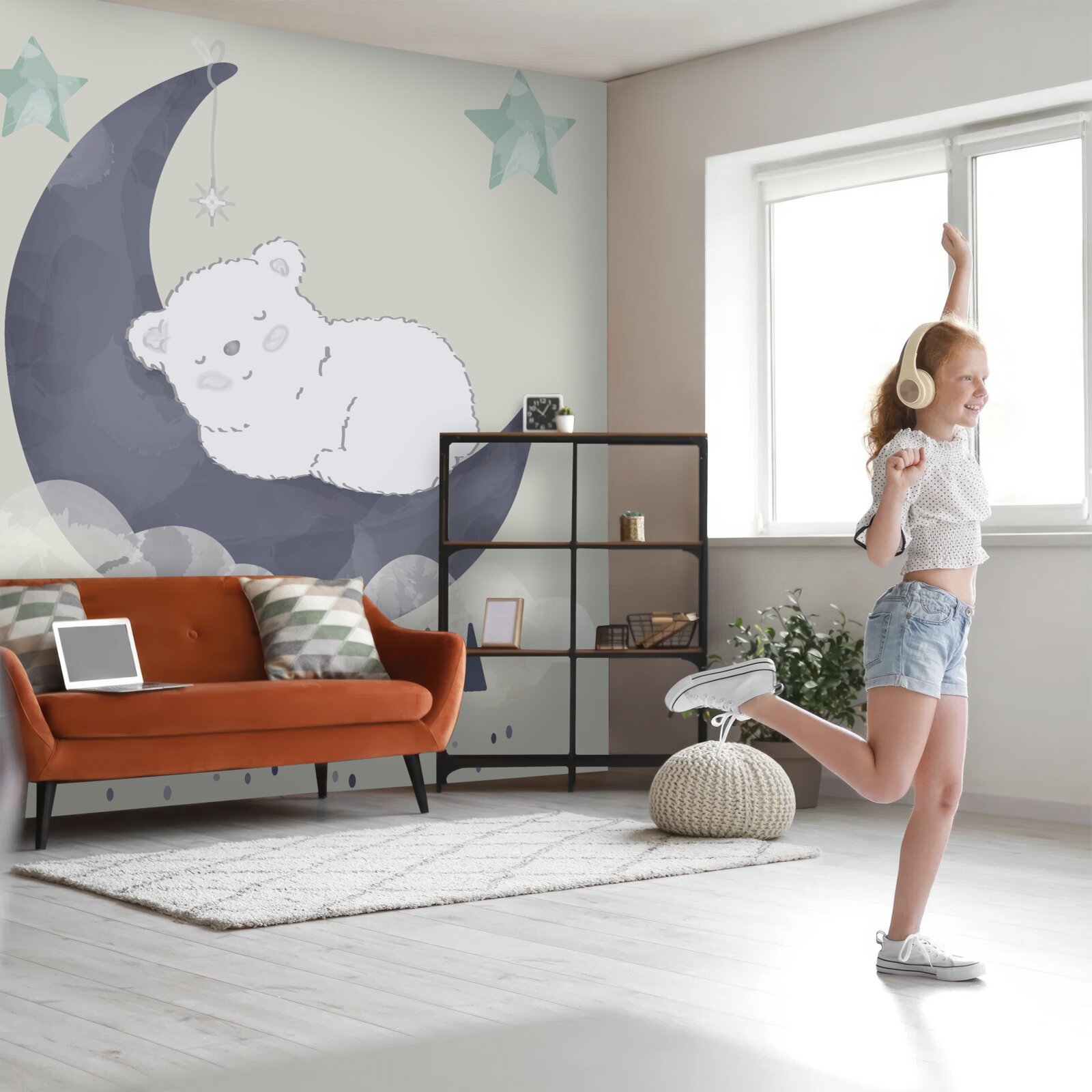 Fototapeten Ein kleiner Eisbär wird auf dem Mond erzählt