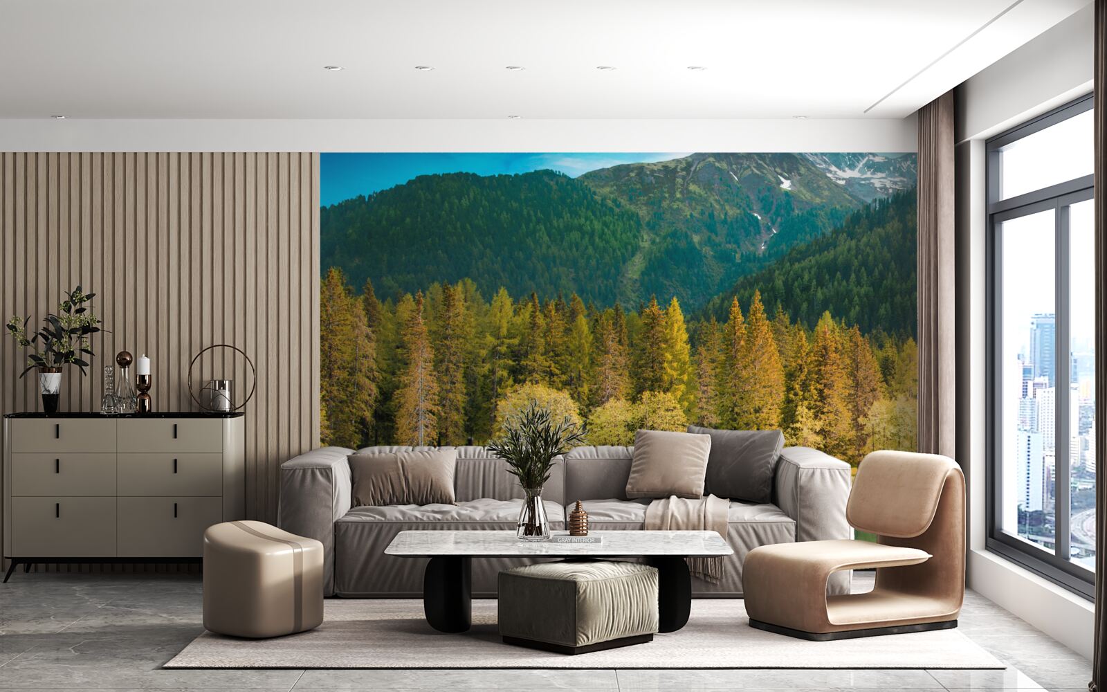 Fototapeten Bergsee in der Herbstlandschaft