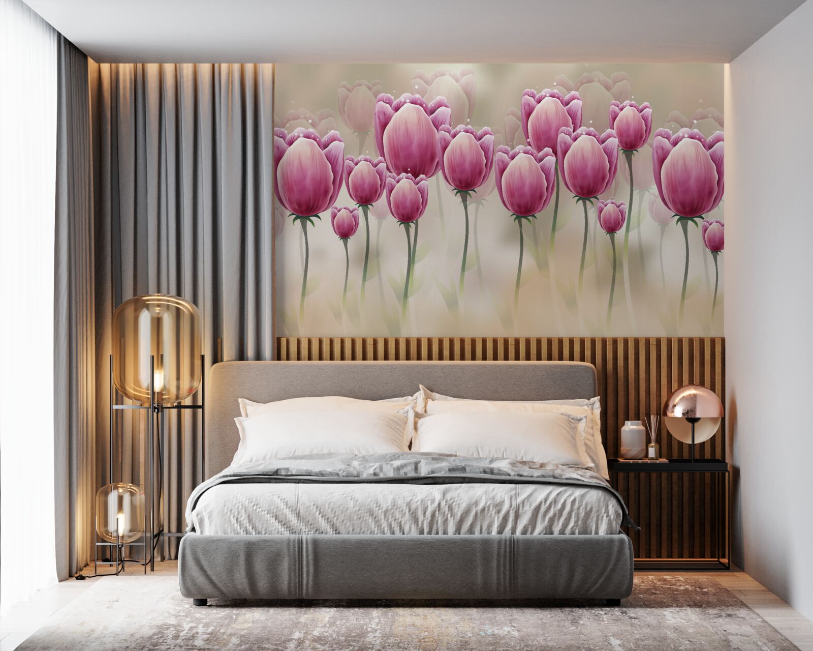 Fototapeten Geschlossene kriminierte Tulpen
