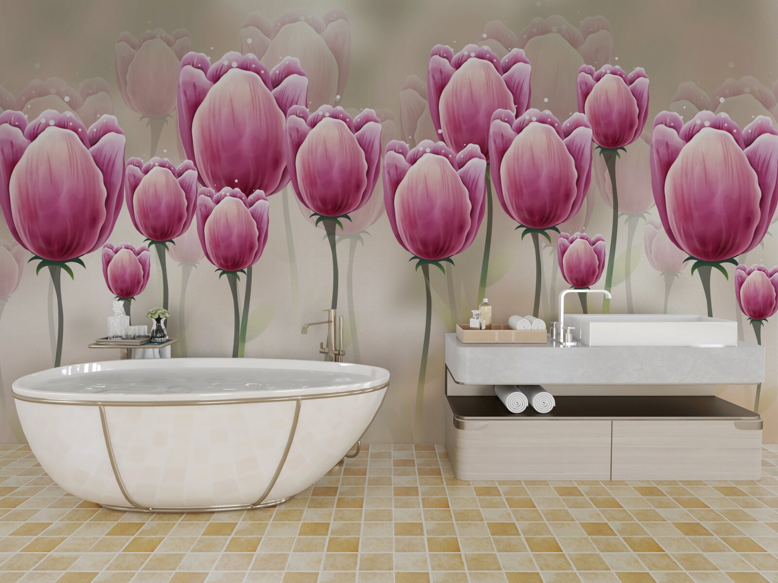 Fototapeten Geschlossene kriminierte Tulpen