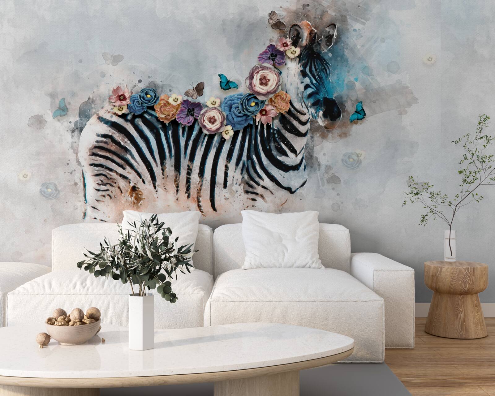 Fototapeten Zebra in Farben mit Lichtstreifen