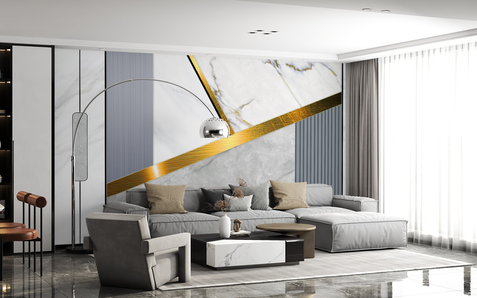 Fototapeten Goldverbinder auf vertikalen Linien