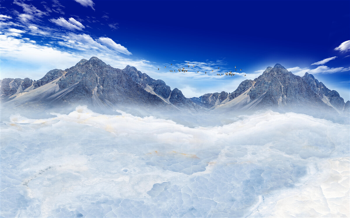 Fototapeten fesselnder Bergnebel Vorhang