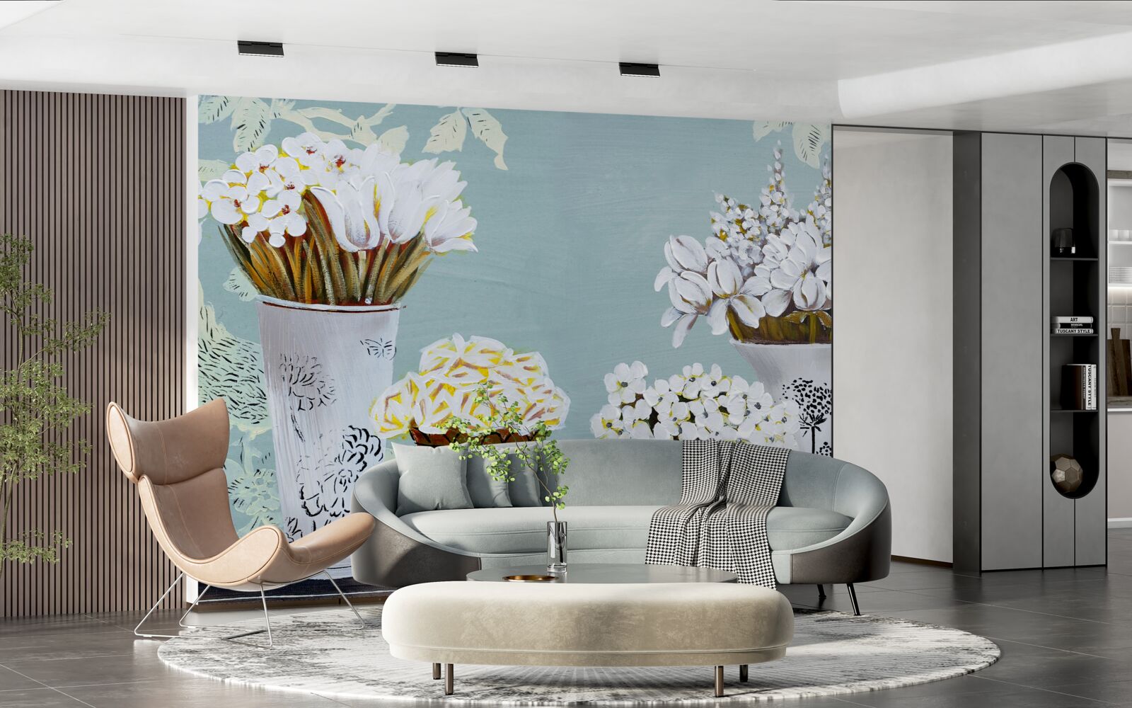 Fototapeten Vasen mit Blumensträußen