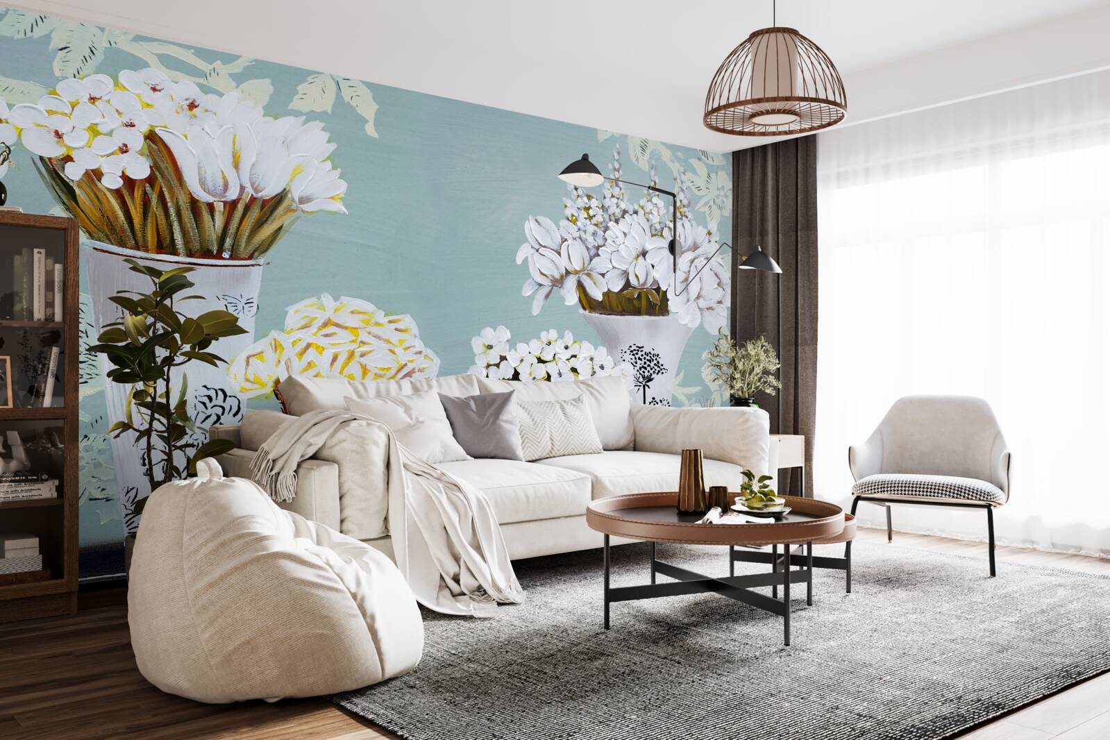 Fototapeten Vasen mit Blumensträußen