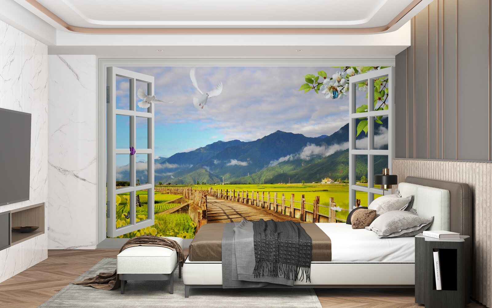 Fototapeten Blick vom Mountain Panorama Fenster
