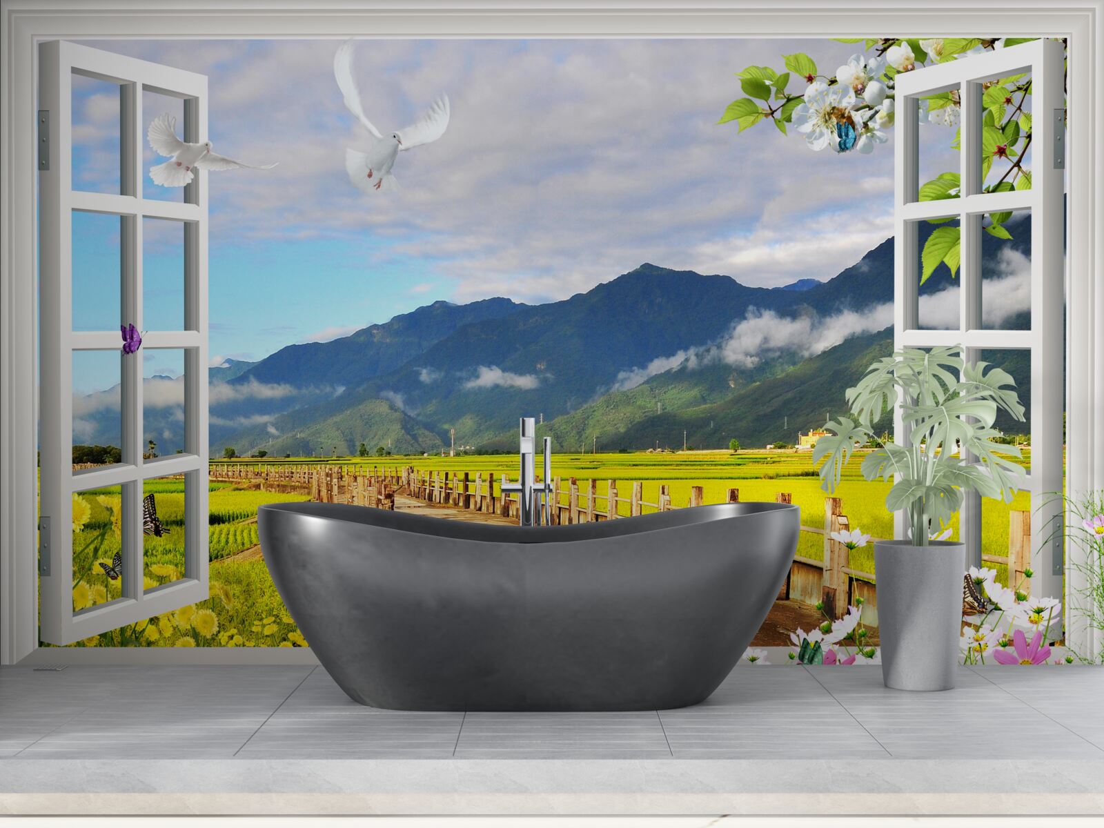 Fototapeten Blick vom Mountain Panorama Fenster