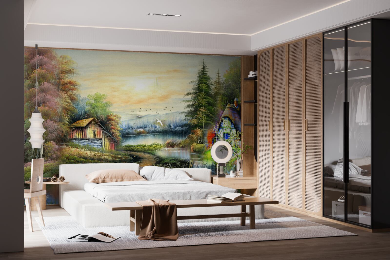 Fototapeten Magic House am See vom Wald umgeben