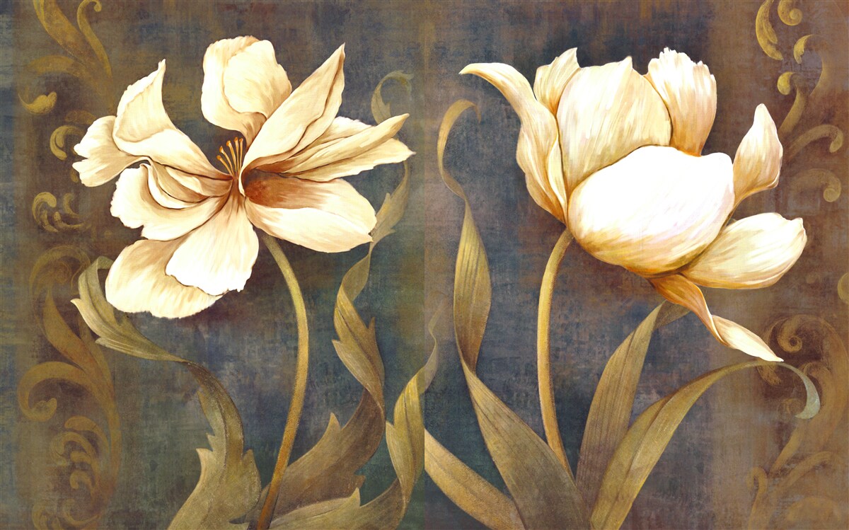 Fototapeten Zwei große beige Blüten