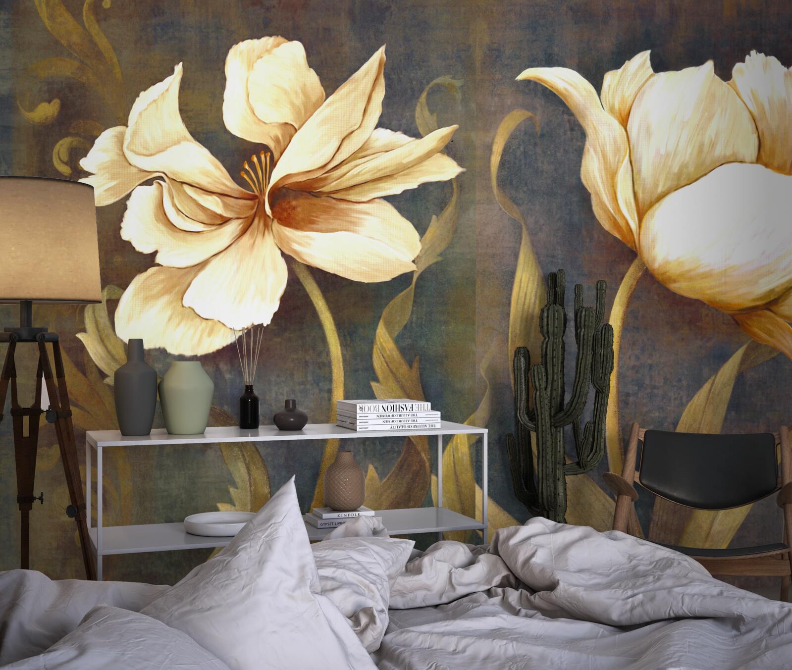 Fototapeten Zwei große beige Blüten