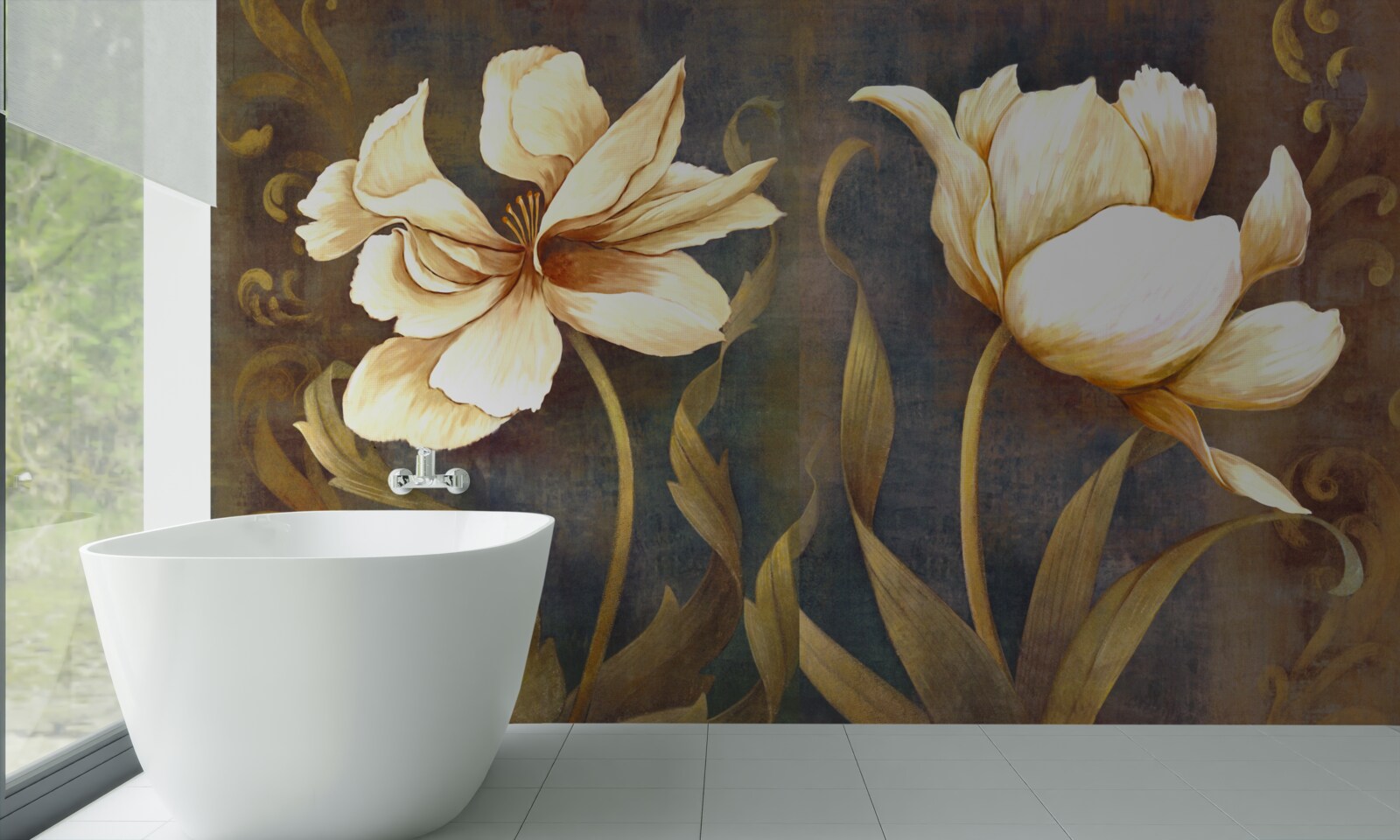 Fototapeten Zwei große beige Blüten