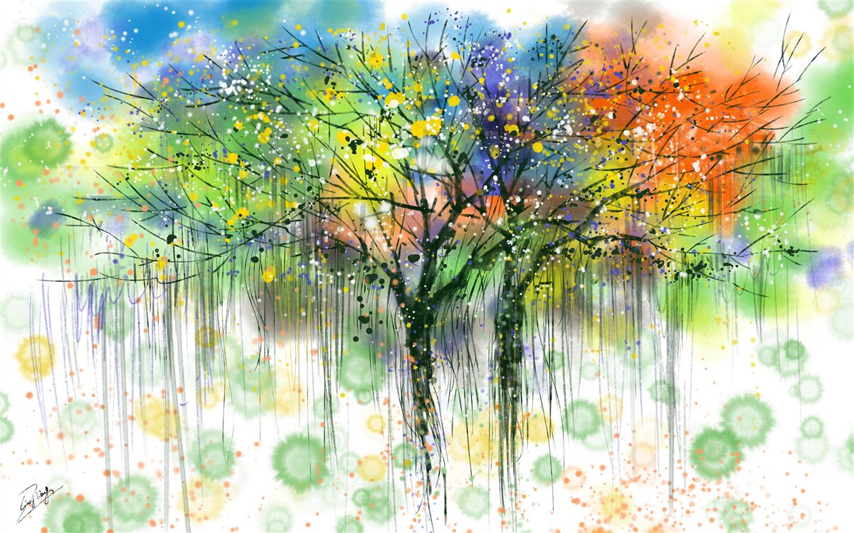 Fototapeten Der Herbstwald ist voller heller Farben