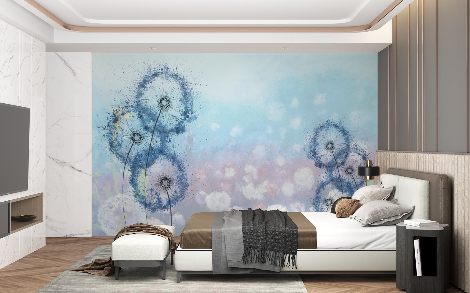 Fototapeten Ungewöhnliche blaue Blumen