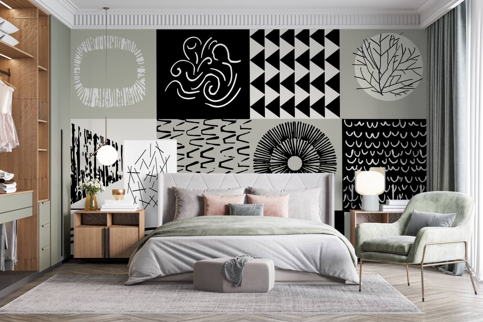 Fototapeten Mosaik in Schwarz und Weiß