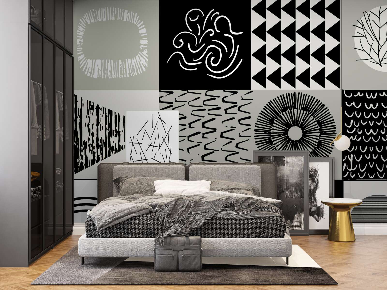 Fototapeten Mosaik in Schwarz und Weiß