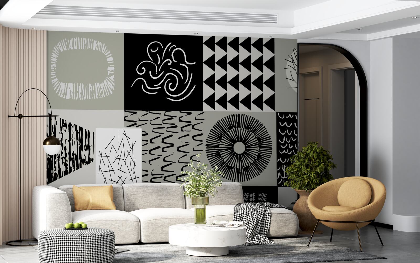 Fototapeten Mosaik in Schwarz und Weiß