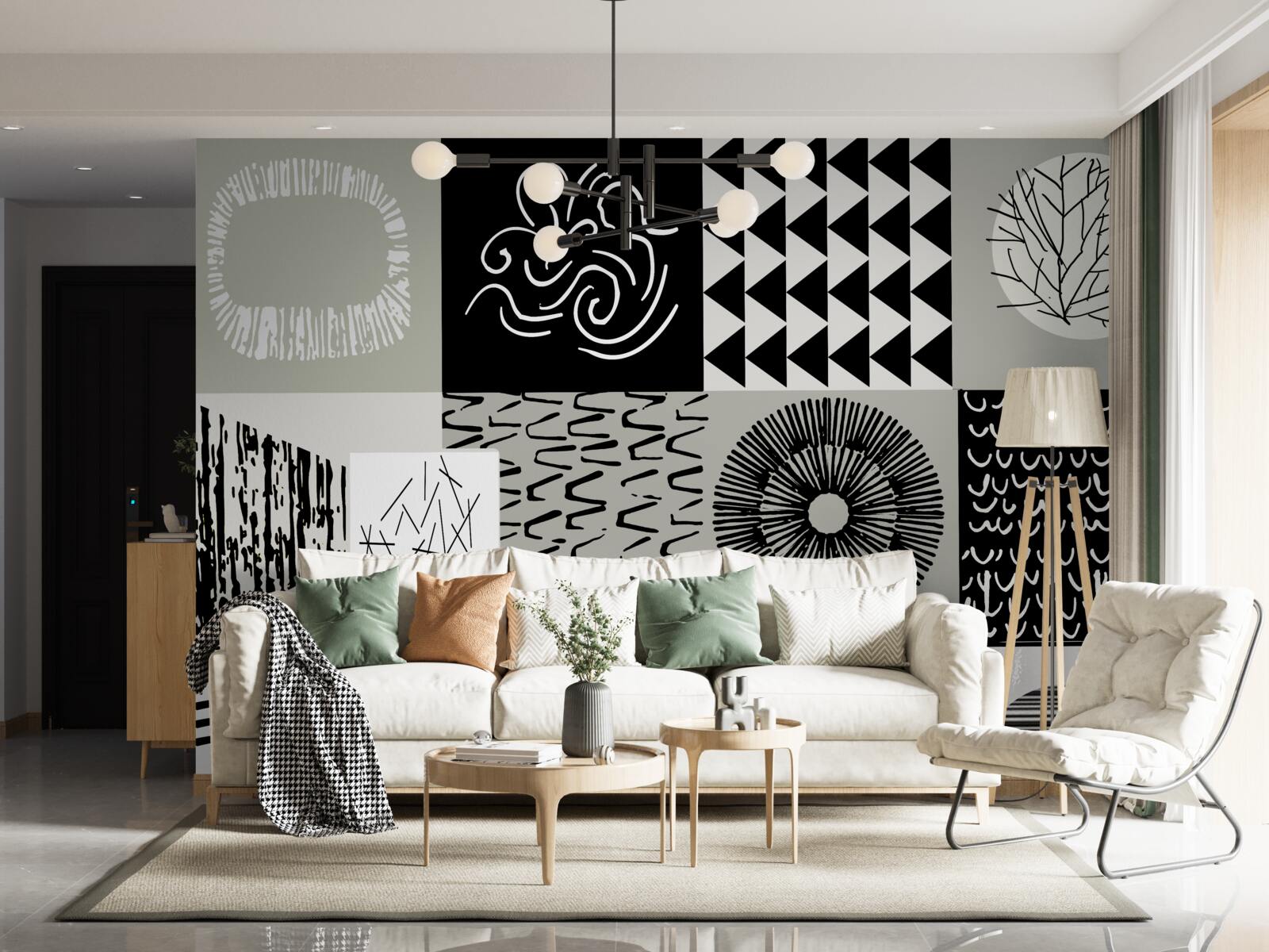 Fototapeten Mosaik in Schwarz und Weiß