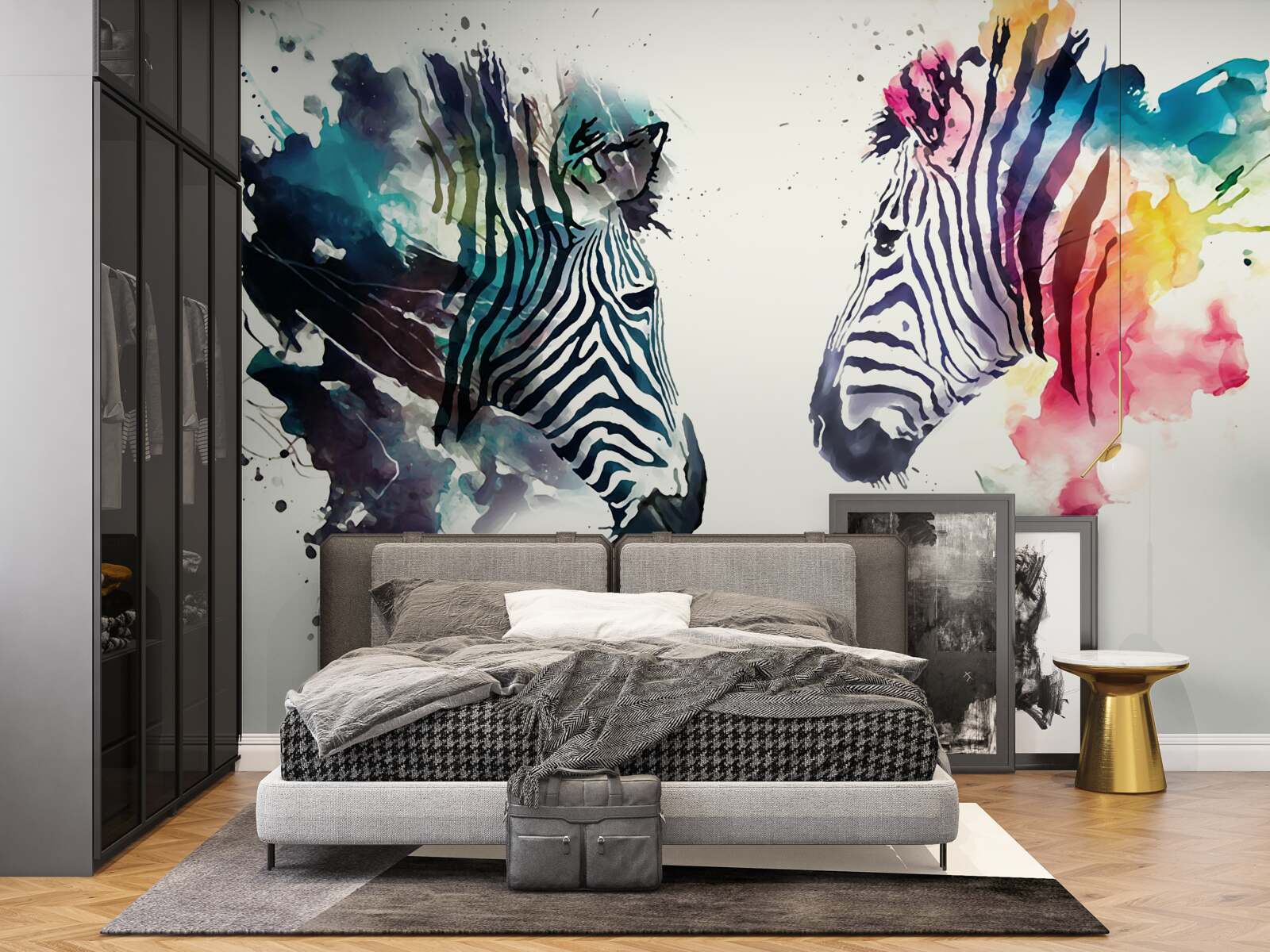 Fototapeten zwei visuell helle Zebras