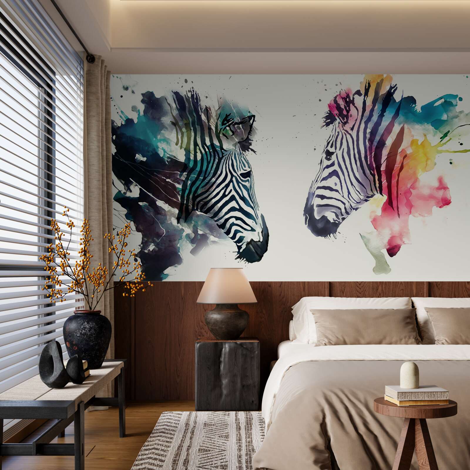 Fototapeten zwei visuell helle Zebras