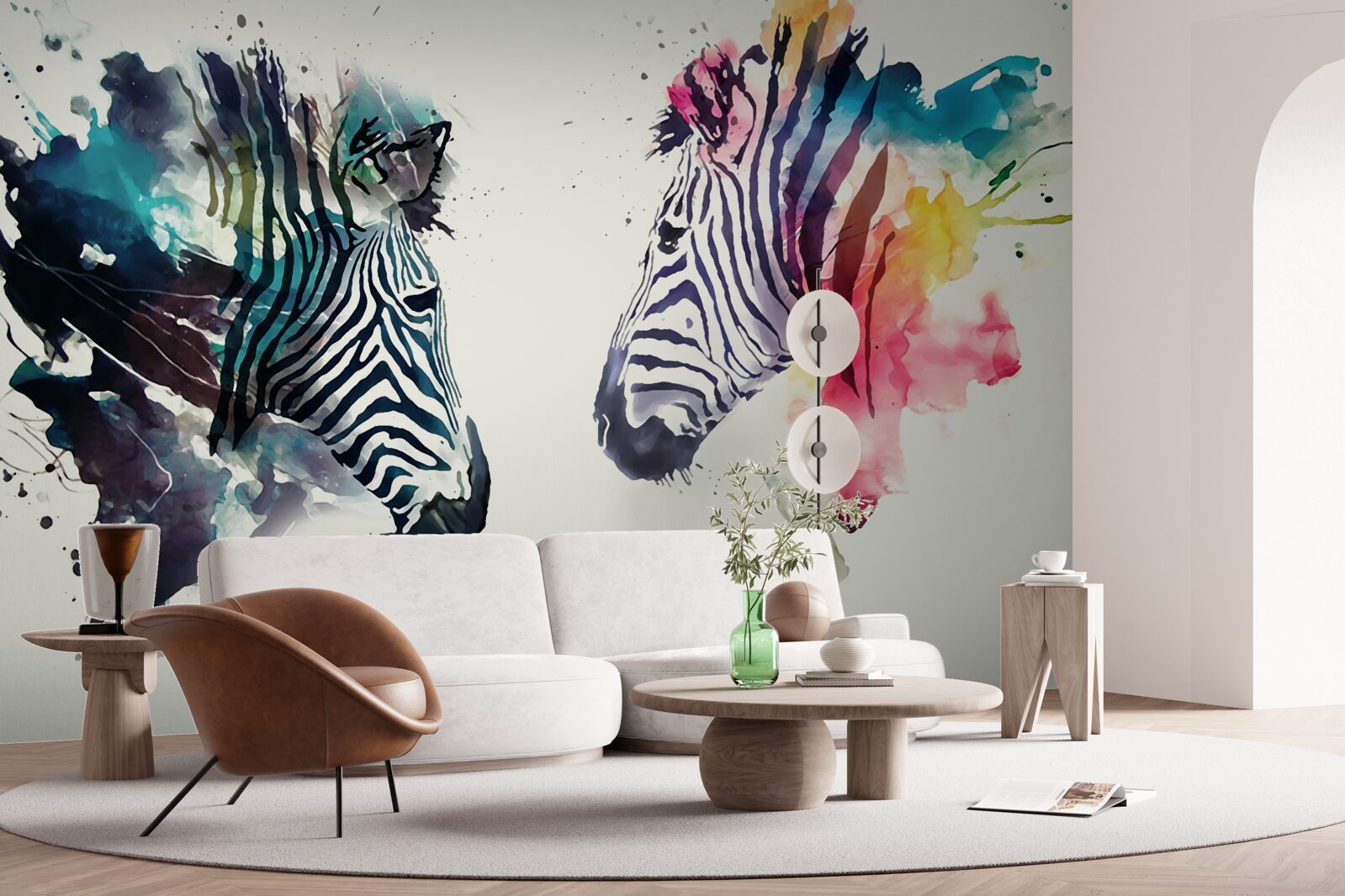 Fototapeten zwei visuell helle Zebras