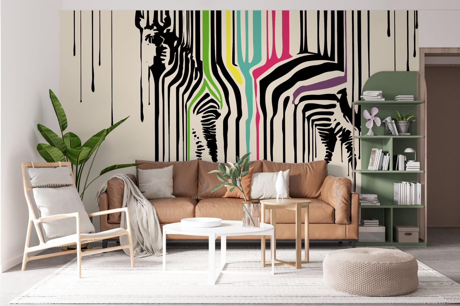 Fototapeten Zebra mit verschwommener Farbe präsentiert
